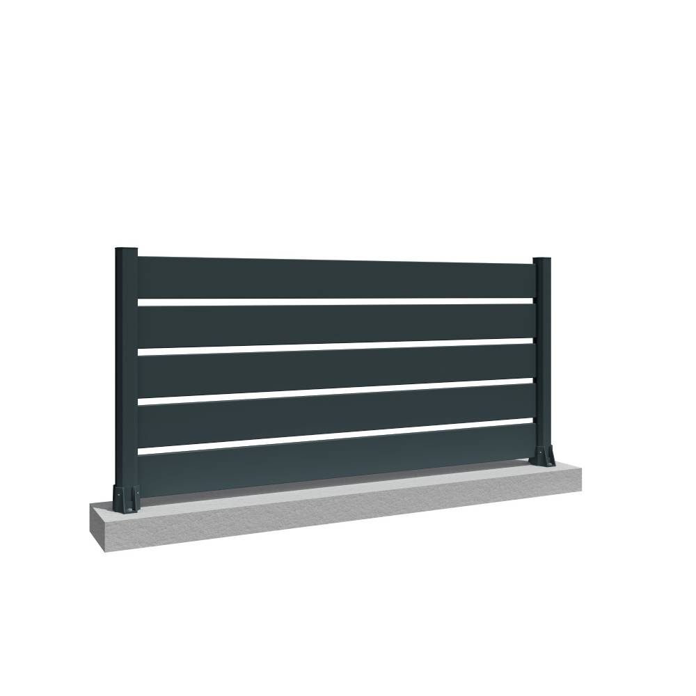 Intersun - Clôture ranch panneau ajouré 6 lames L 1911 x H 1090 mm (Gris Anthracite) - INTERSUN - Imagen 1