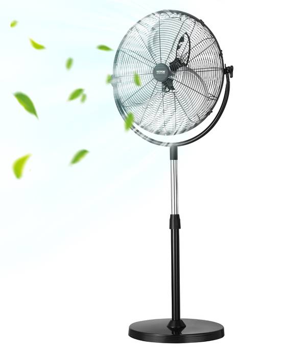 VEVOR Ventilateur pied industriel 425 mm, 4200 CFM. Hauteur réglable, 3 vitesses, noir. - Image 1