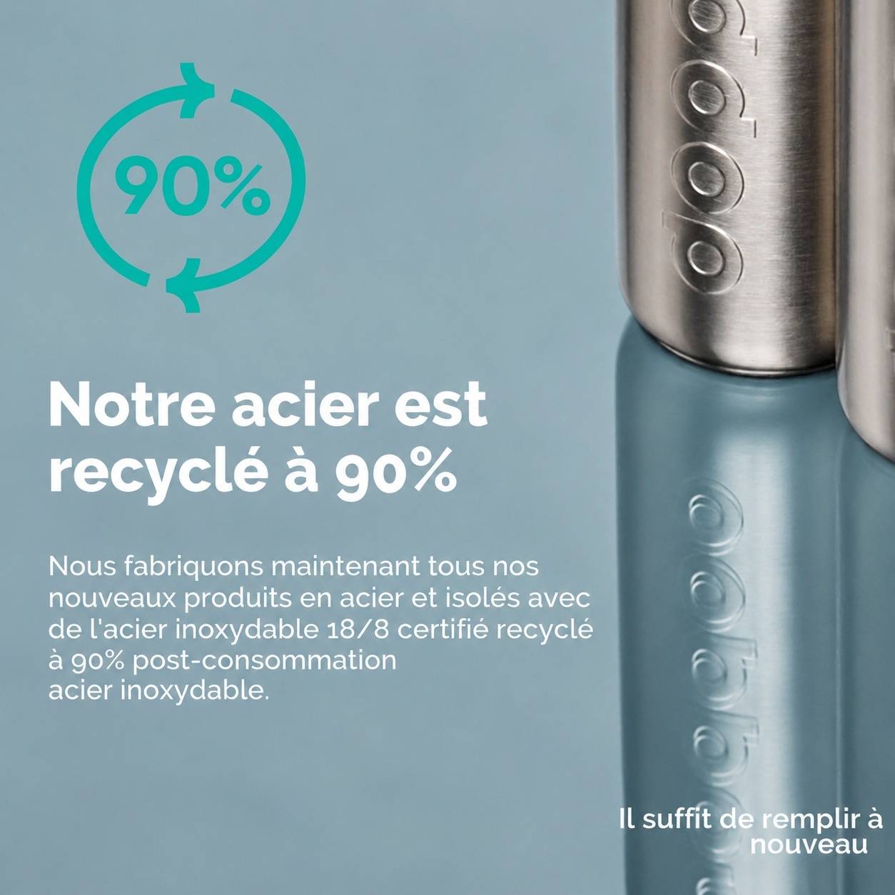 Bouteille Réutilisable Acier Inox 18/8 1.1 L Antifuite Métal Sport Bureau Extérieur Lavable Légère - Image 8