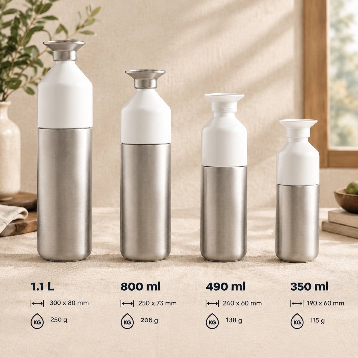 Bouteille Réutilisable Acier Inox 18/8 1.1 L Antifuite Métal Sport Bureau Extérieur Lavable Légère - Image 2
