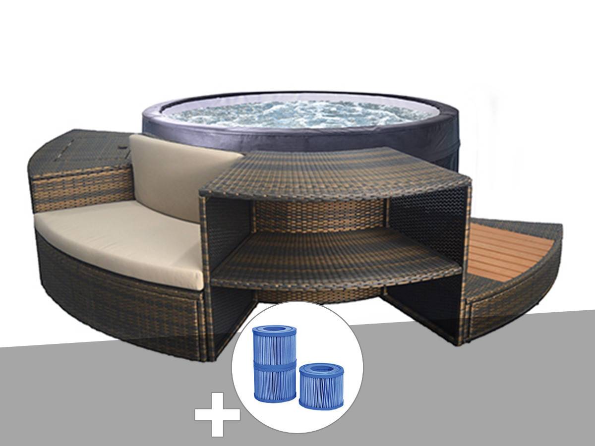Netspa - Spa portable Netspa semi-rigide Vita rond Bulles 4 places avec mobilier + 3 cartouches de filtration - Imagen 2