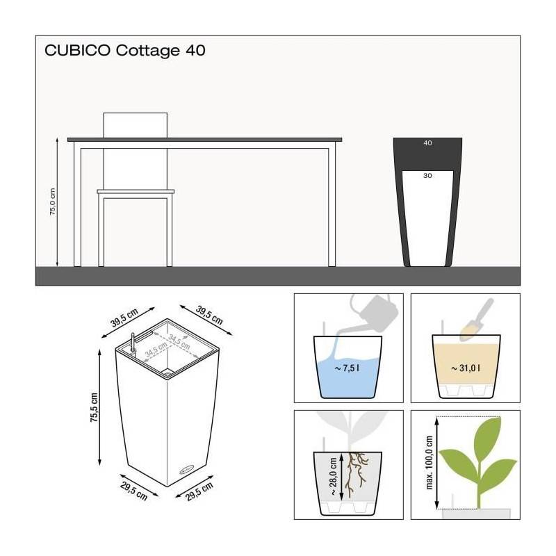 Lechuza - Pot De Fleur Lechuza Cubico Cottage 40 - Kit Complet, Brun Sable - Imagen 3