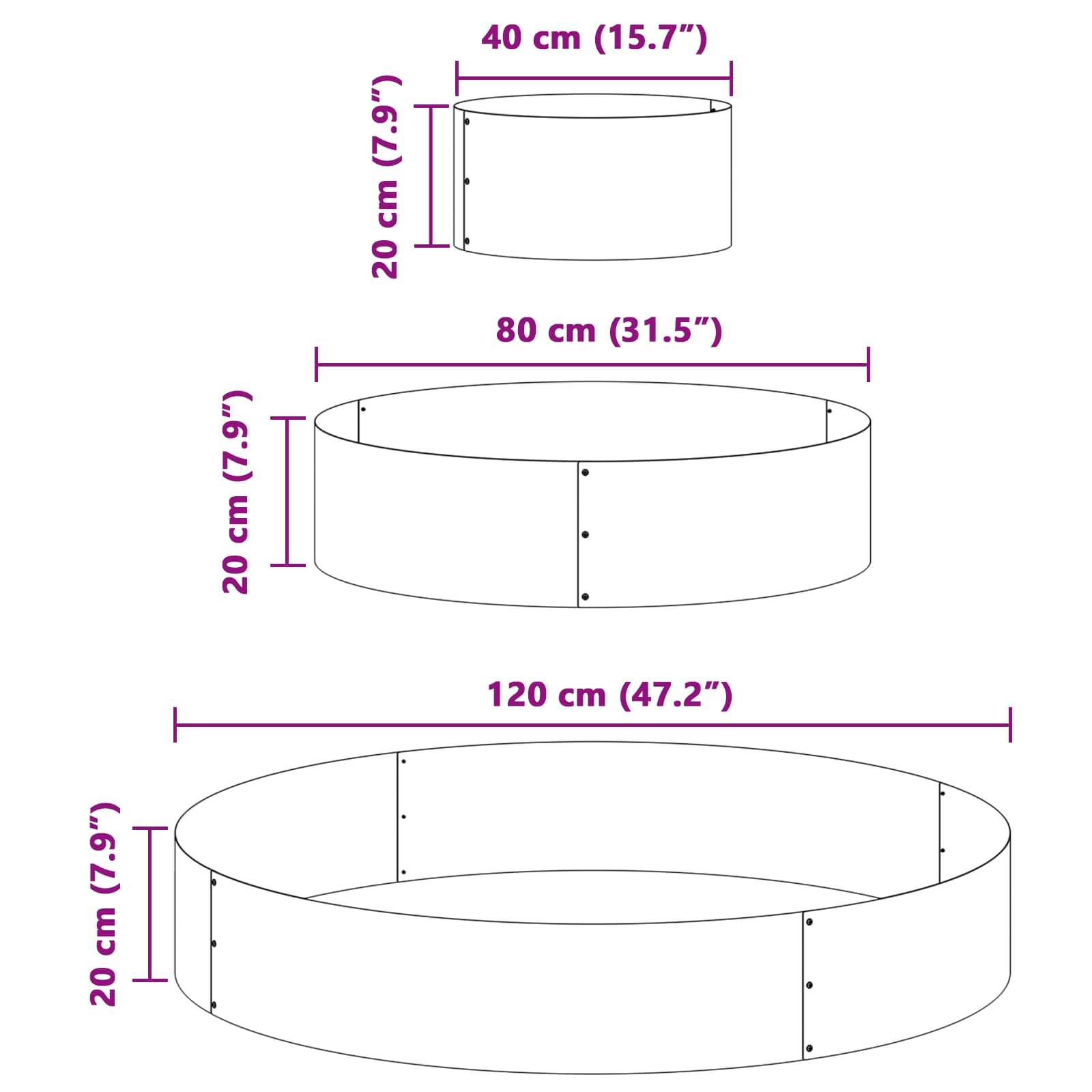 Grand Bac à Fleurs Rond Acier Patiné Effet Rouille pour Terrasse Ø 120x20 cm Marron - ComfortXL Outdoor Living - Image 6