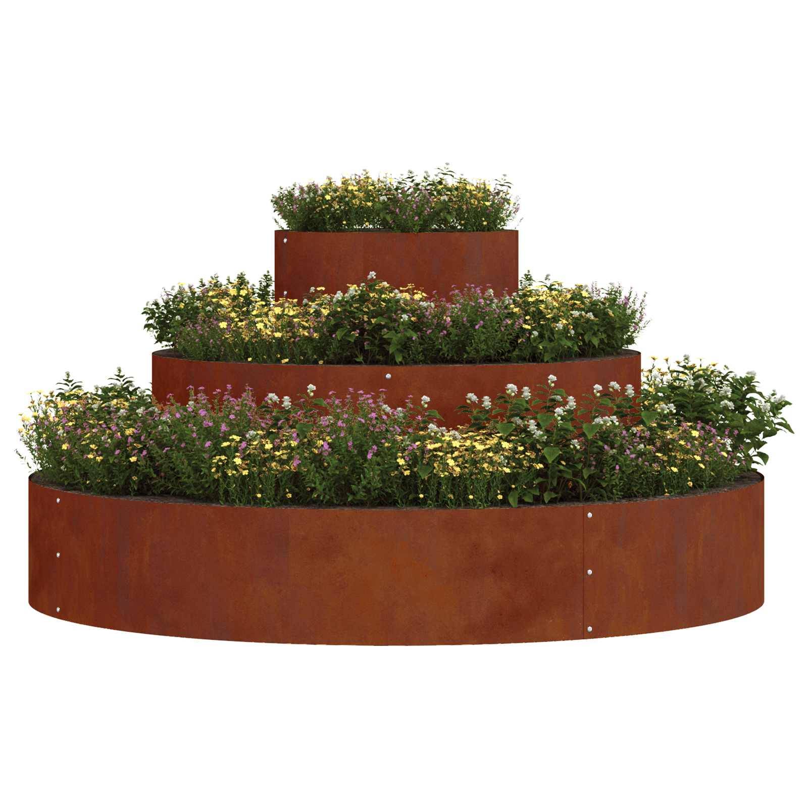 Grand Bac à Fleurs Rond Acier Patiné Effet Rouille pour Terrasse Ø 120x20 cm Marron - ComfortXL Outdoor Living - Image 2