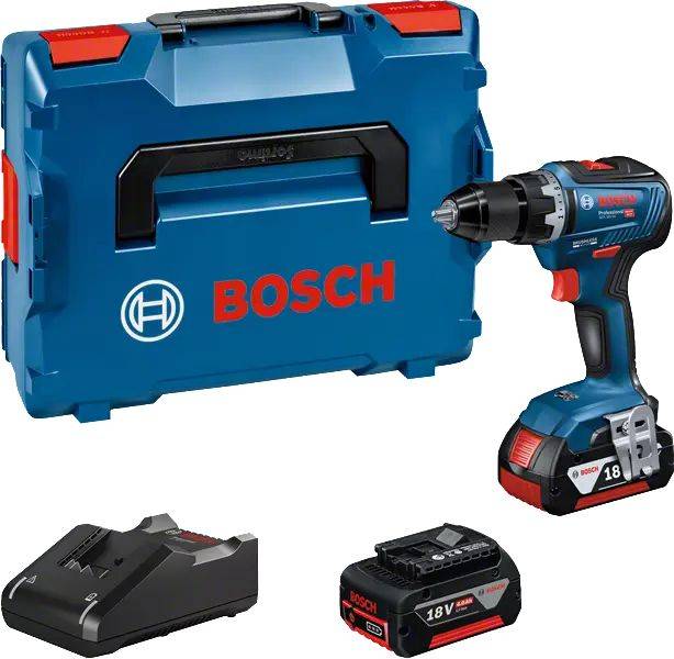 Bosch Professional - Perceuse-visseuse 18V GSR 18V-55 Professional + 2 batteries 4Ah + chargeur + coffret L-BOXX - BOSCH - 06019H5200 - Imagen 1