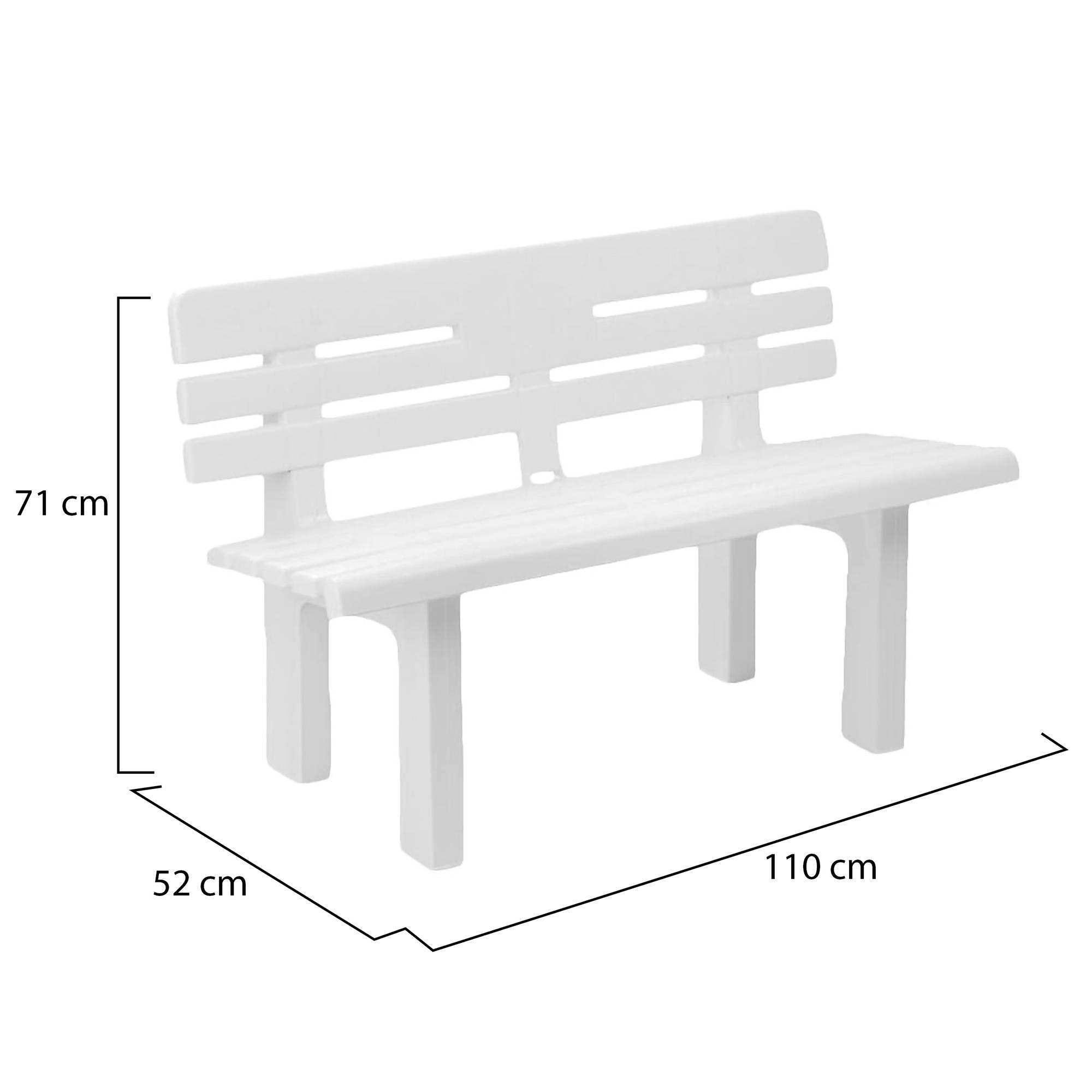 Dmora - Banc d'extérieur Marinella, Banc de jardin Monobloc, Banc d'extérieur, 100% Made in Italy, 110x52h71 cm, Blanc - Dmora - Imagen 3