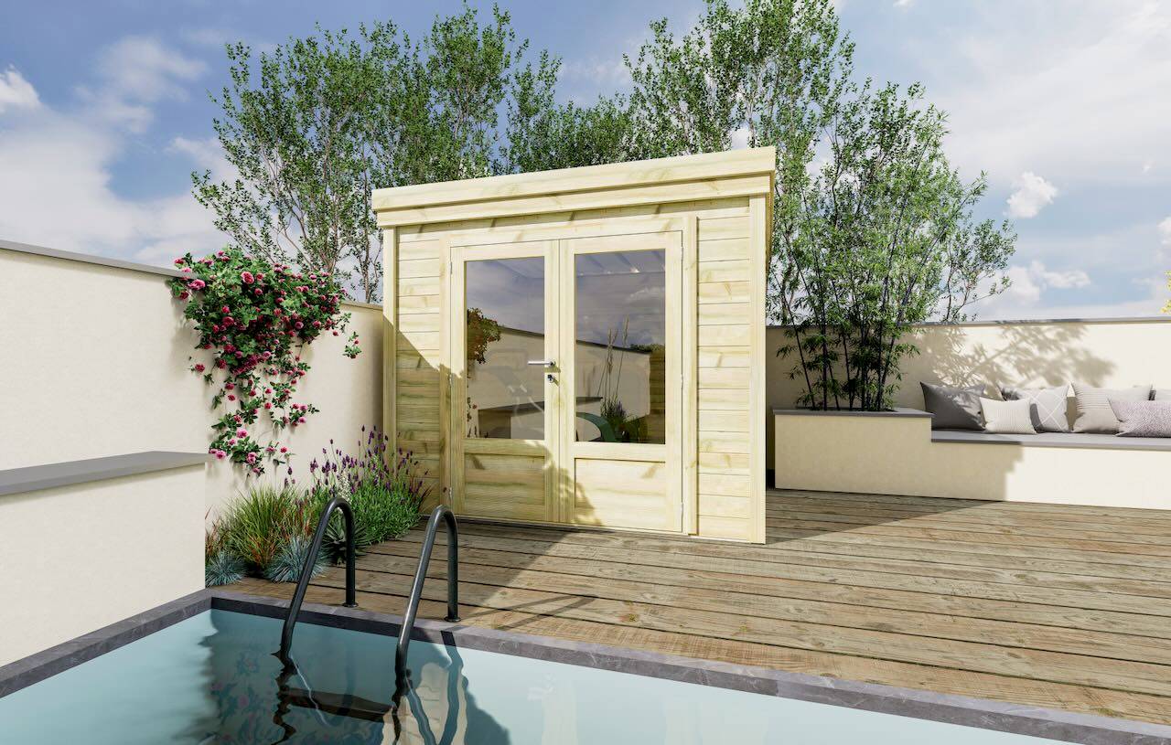 Sans Marque - ABRI DE JARDIN bois  autoclave 27mm - 2,64x2,64m / 7m2 - Bac acier - Abri Français - Imagen 2