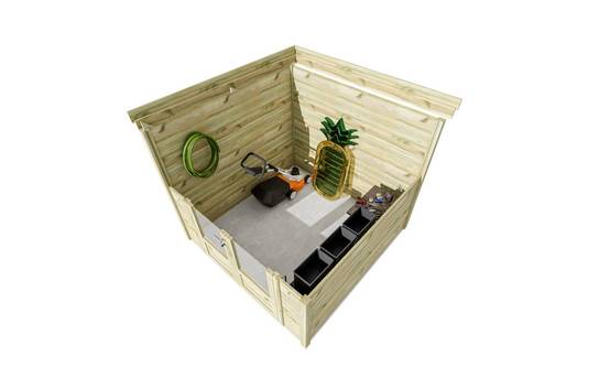 Sans Marque - ABRI DE JARDIN bois autoclave 27mm - 2,64x2,64m / 7m2 - Bac acier - Abri Français - Image 5