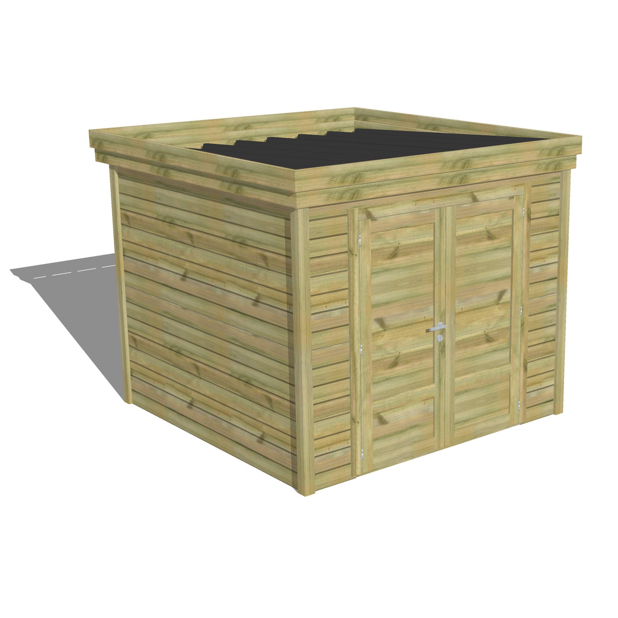 Sans Marque - ABRI DE JARDIN bois autoclave 27mm - 2,64x2,64m / 7m2 - Bac acier - Abri Français - Image 1