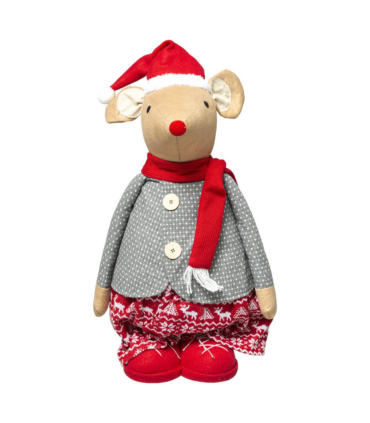 Fééric Lights & Christmas - Déco de Noël Souris téléscopique en habit de Noël  H maxi 106 cm - Imagen 1