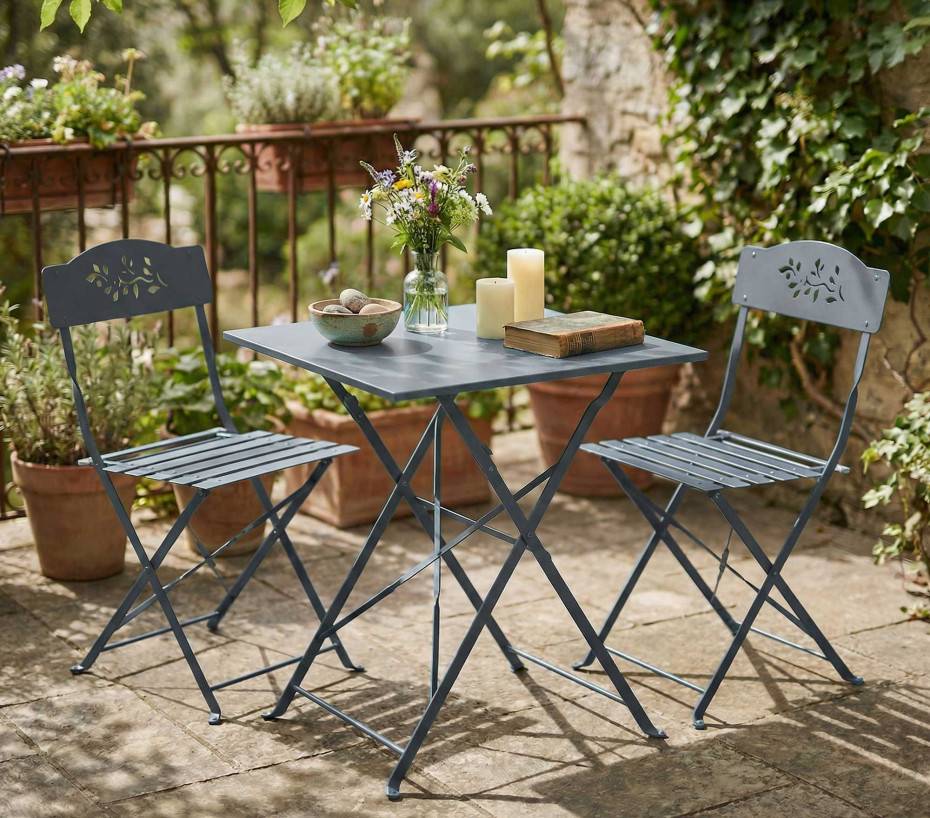 Ensemble table et chaises de jardin 2 places Gris Anthracite FLORONE - Image 1