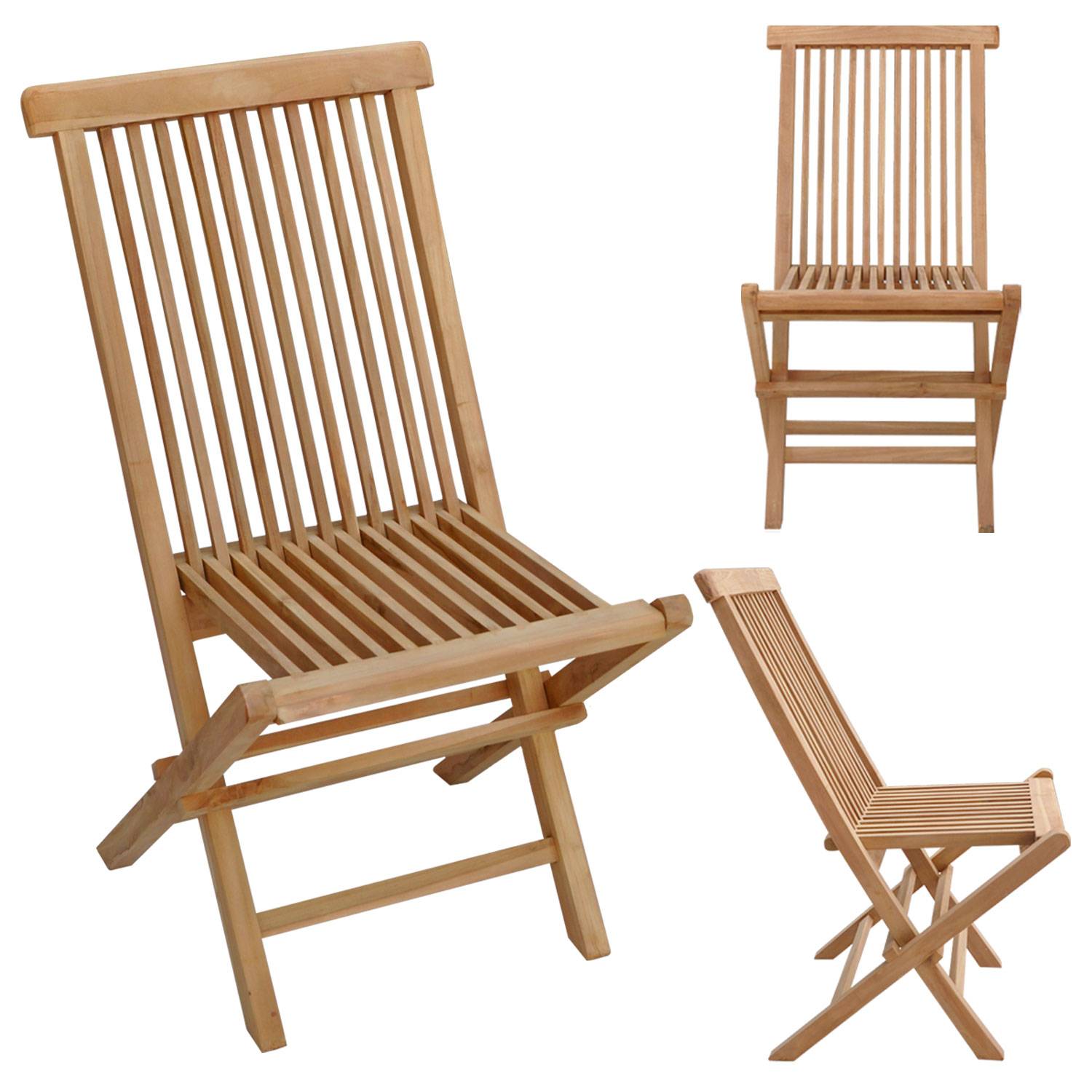 Salon de jardin en teck JAVA - table carrée et chaises pliantes - 8 places - HAPPY GARDEN - Imagen 3