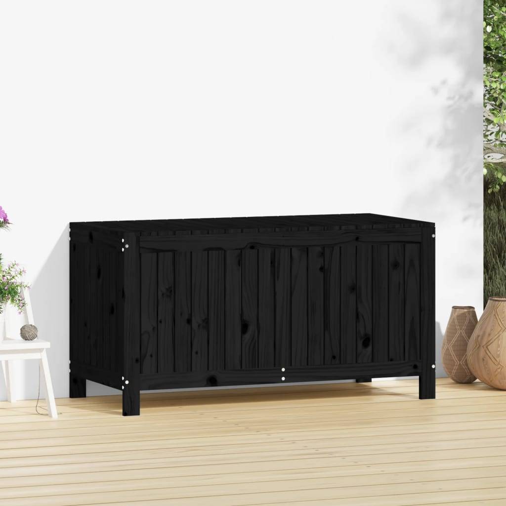 Coffre de Rangement Extérieur en Bois de Pin Massif avec Vérin Hydraulique pour Jardin Noir 121x55x64 cm – ComfortXL Outdoor Living - Image 3