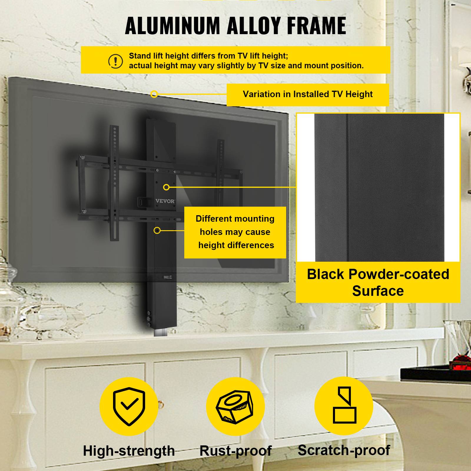 VEVOR Support TV universel 26-60 pouces, hauteur réglable 107,4-187,4 cm, charge max 60 kg. LCD/LED/Plasma. - Image 5