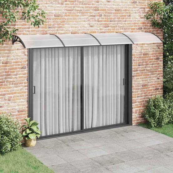 Store banne | Auvent de porte Noir 400x100 cm Polycarbonate Maison Chic - Image 2