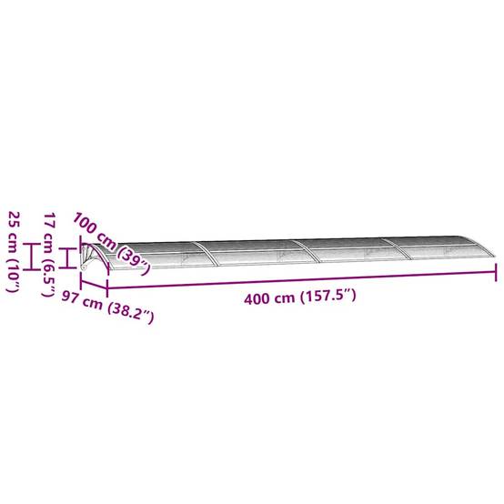 Store banne | Auvent de porte Noir 400x100 cm Polycarbonate Maison Chic - Image 7