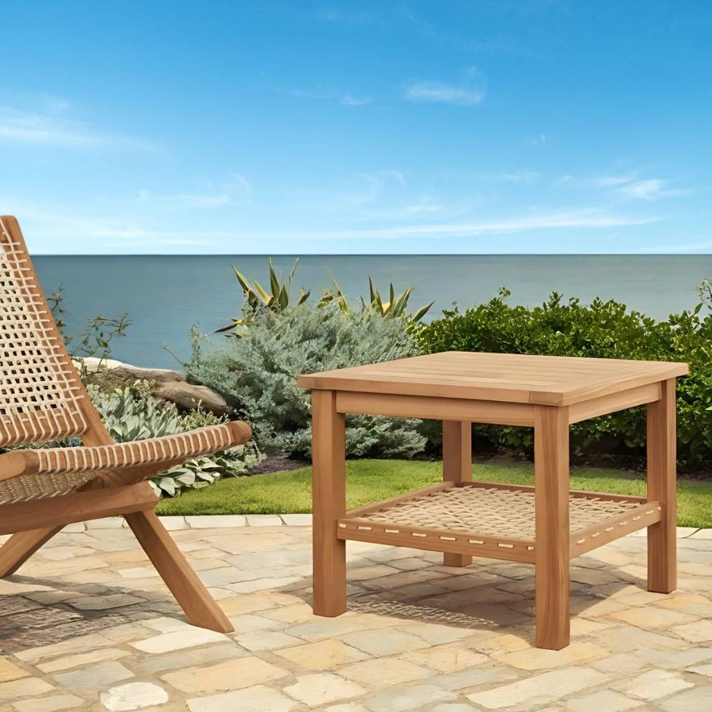 Table basse de jardin en teck 60 cm Leina - Image 2