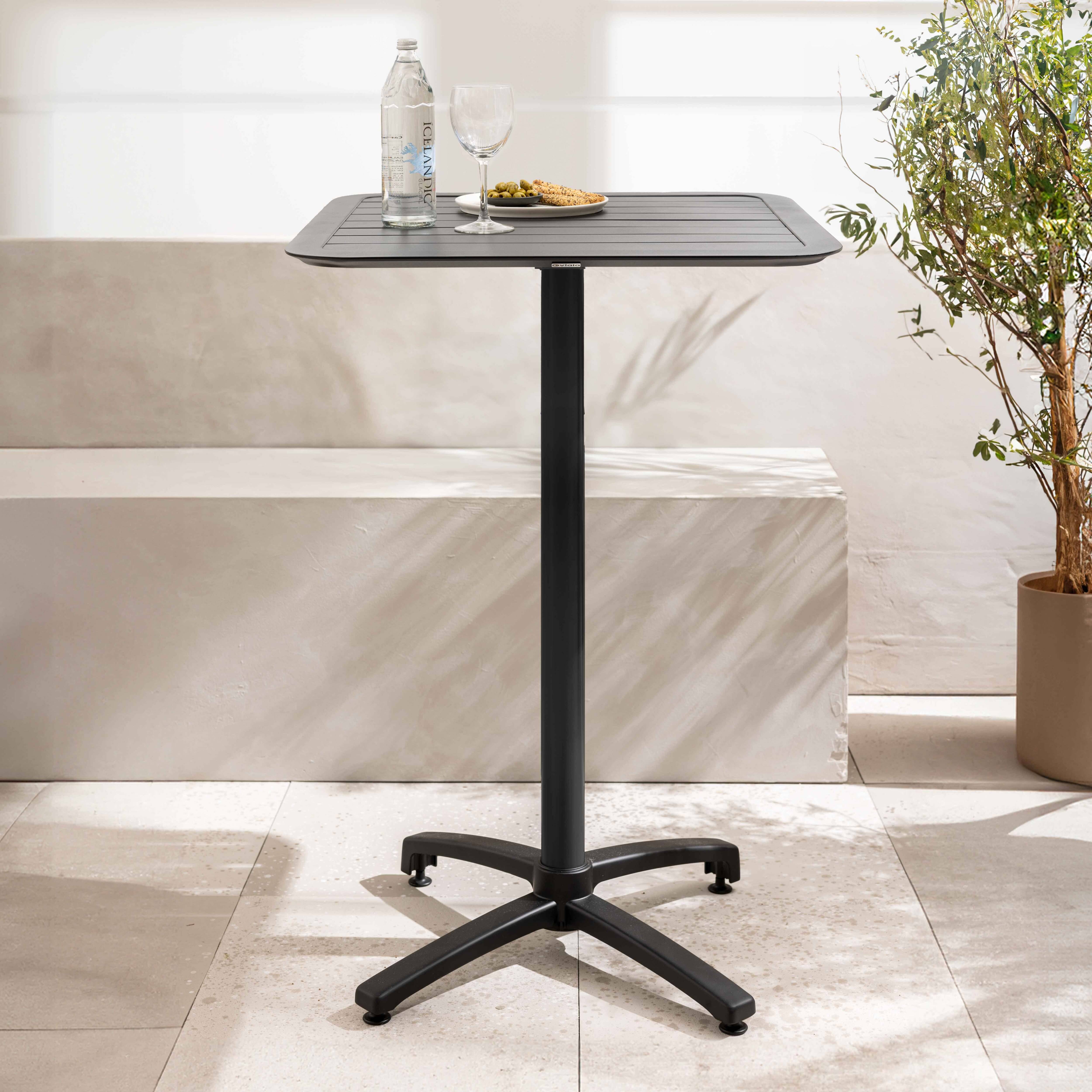 Oviala - Table haute 60x60 cm inclinable de terrasse en aluminium noire Almada - Oviala - Imagen 2