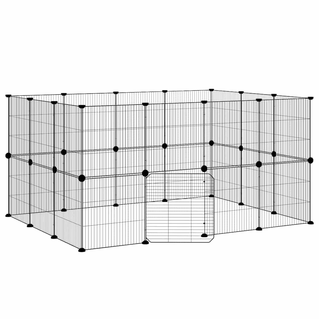 Vidaxl - Cage animaux de compagnie à 28 panneaux et porte Noir 140x105x70 cm vidaXL 3114044 - Imagen 2