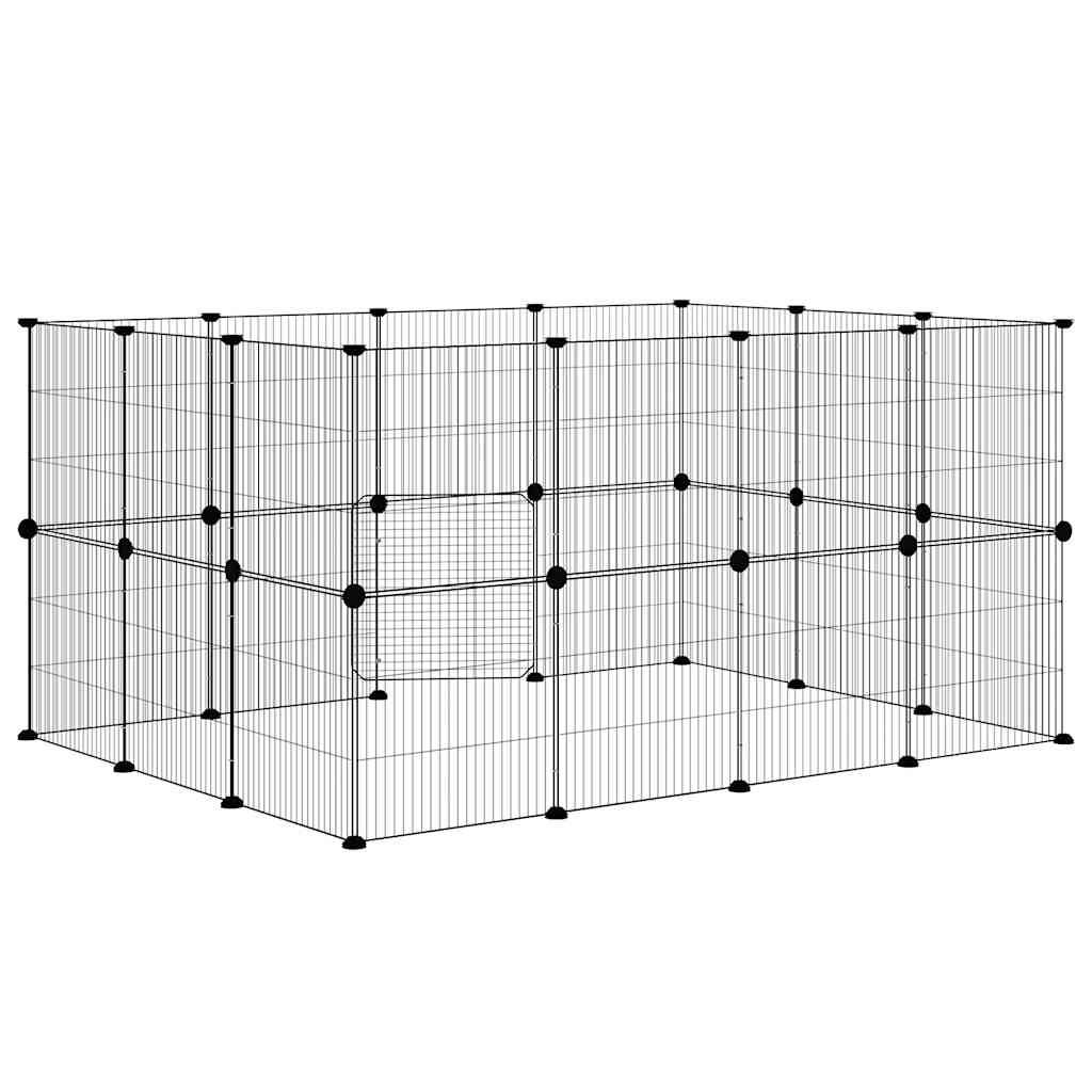 Vidaxl - Cage animaux de compagnie à 28 panneaux et porte Noir 140x105x70 cm vidaXL 3114044 - Imagen 8