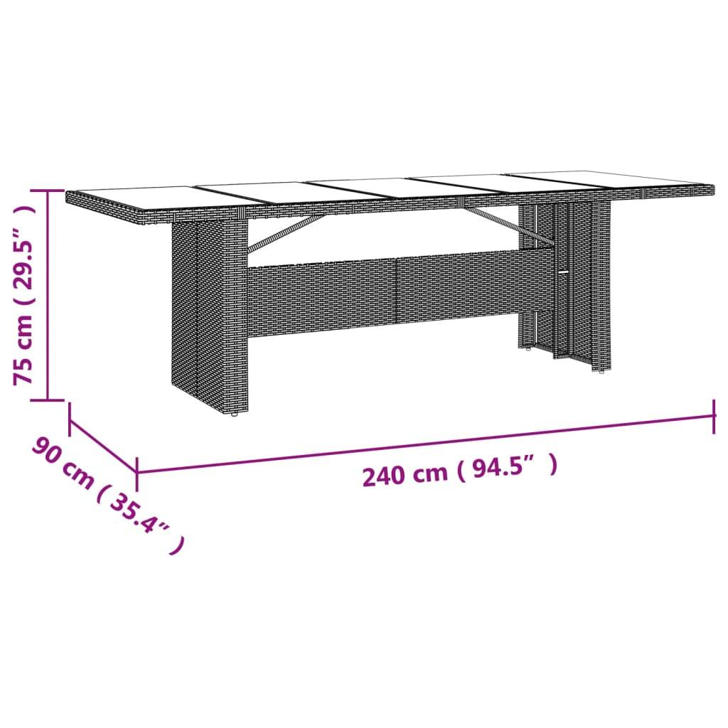PANGIVO - Table de jardin verre trempé et résine tressée beige 240 x 90 x 75 cm - PANGIVO - Image 7