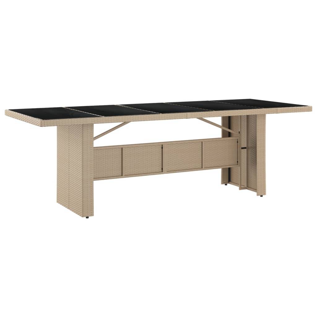 PANGIVO - Table de jardin verre trempé et résine tressée beige 240 x 90 x 75 cm - PANGIVO - Image 5