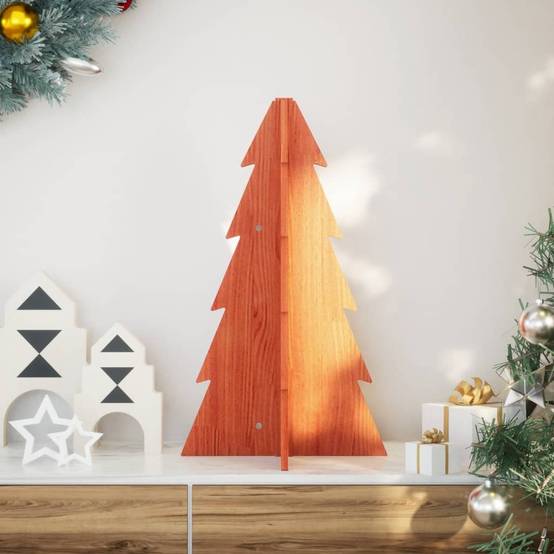 Sapin de Noël en Bois Brun Rustique Décoration Chalet Intérieur 69,5 cm – ComfortXL Outdoor Living - Image 1