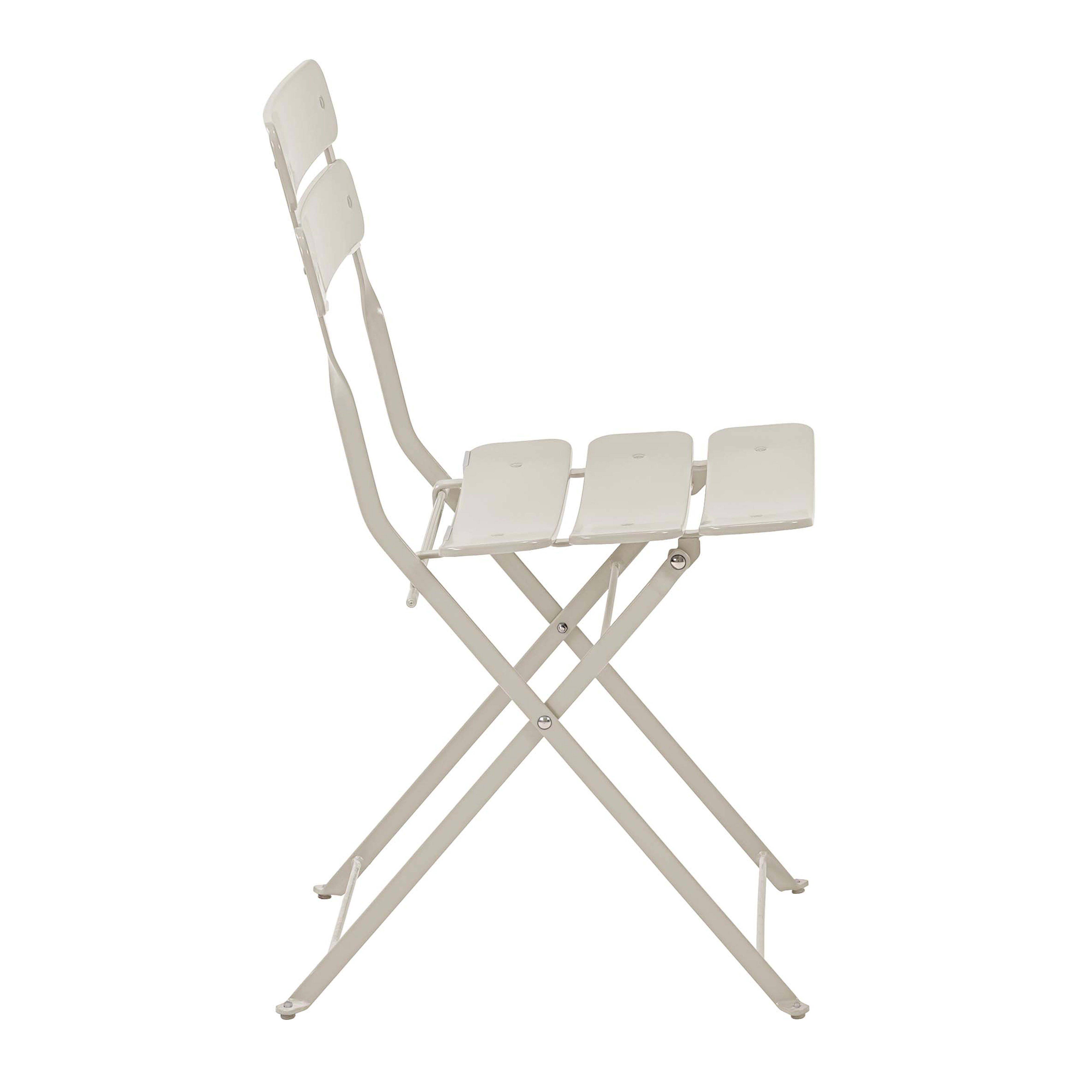 Oviala - Lot de deux chaises pliantes en acier beige clair Annecy - Oviala - Imagen 3
