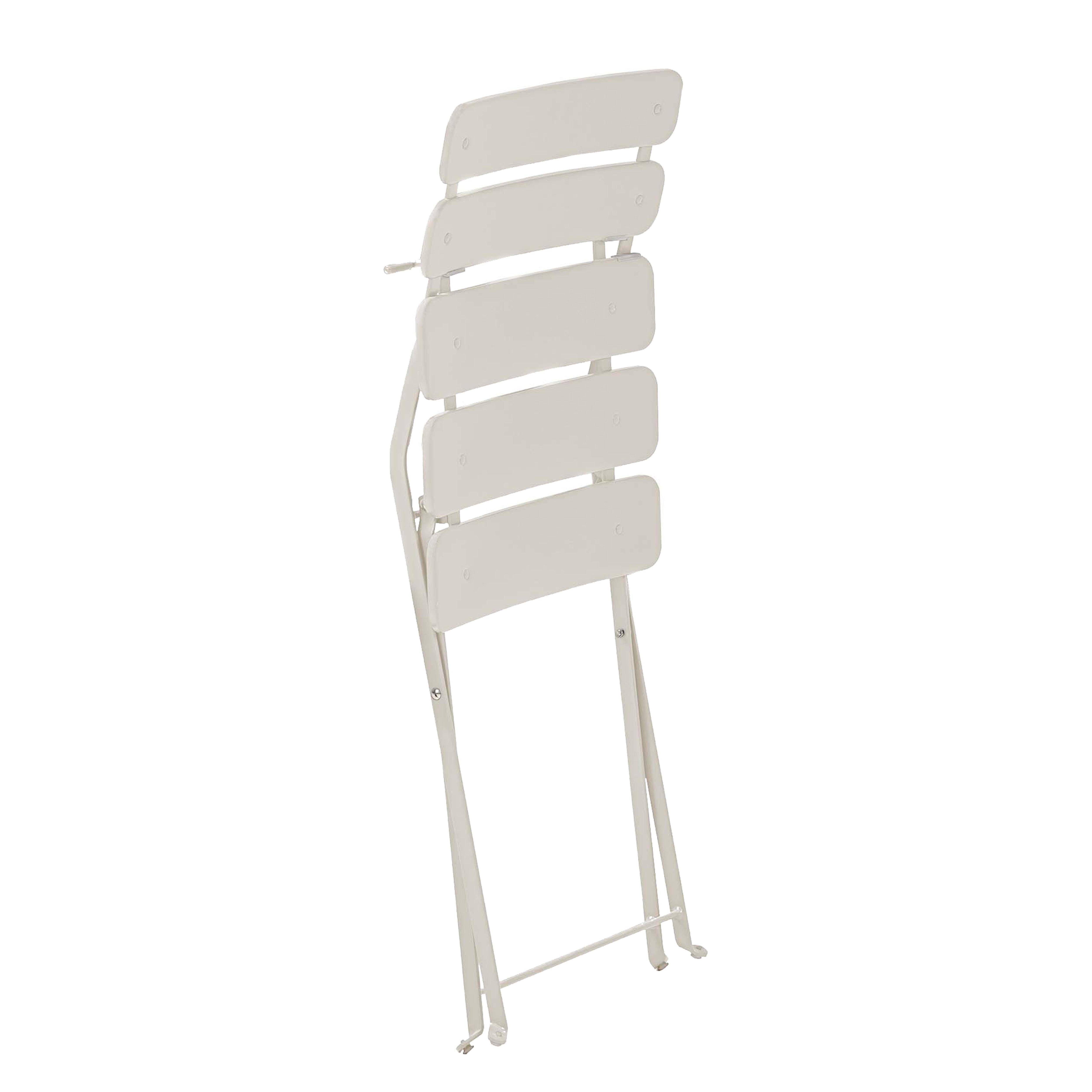 Oviala - Lot de deux chaises pliantes en acier beige clair Annecy - Oviala - Imagen 5