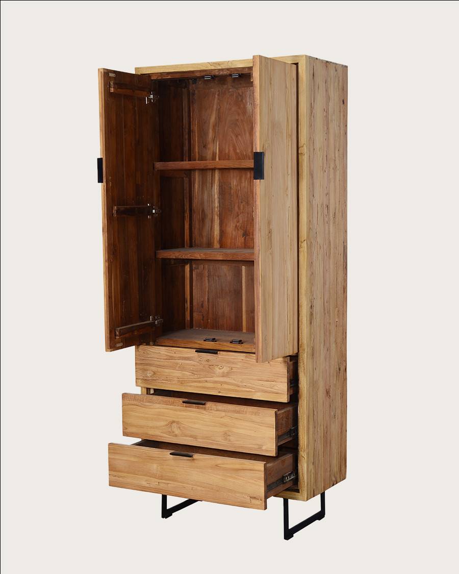 Lara- Armoire en bois massif de teck recyclé - UNIQKA - Imagen 5