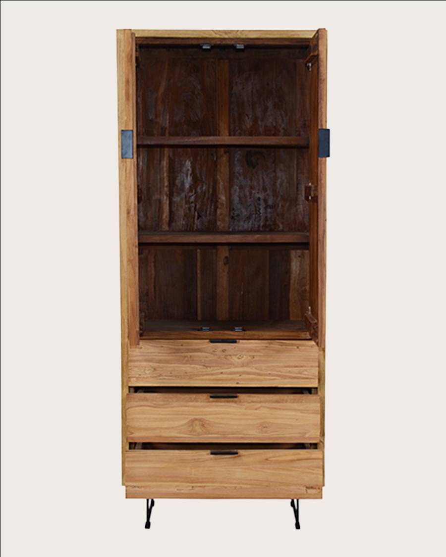 Lara- Armoire en bois massif de teck recyclé - UNIQKA - Imagen 3