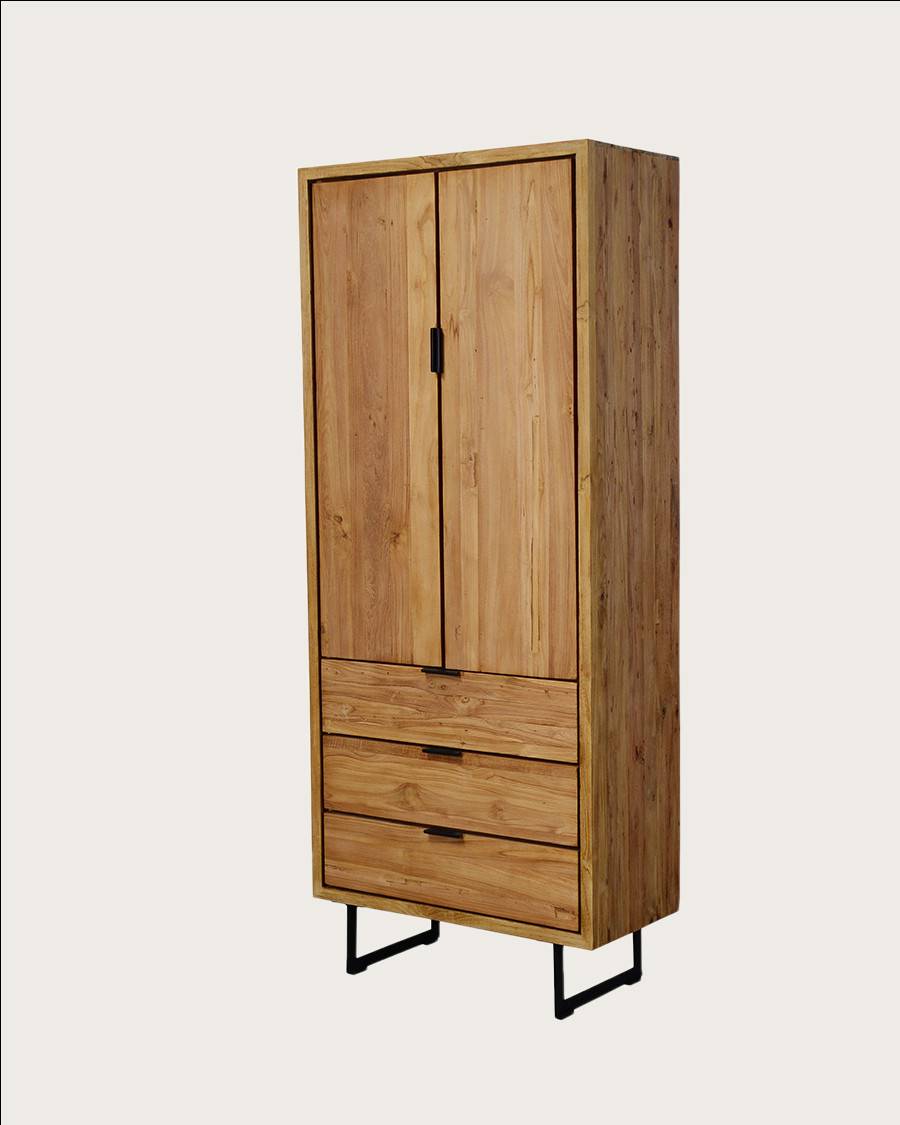 Lara- Armoire en bois massif de teck recyclé - UNIQKA - Imagen 4
