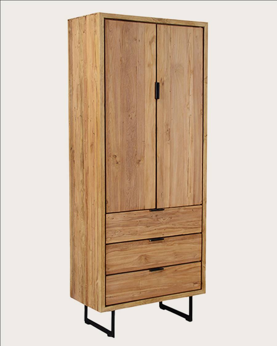 Lara- Armoire en bois massif de teck recyclé - UNIQKA - Imagen 8