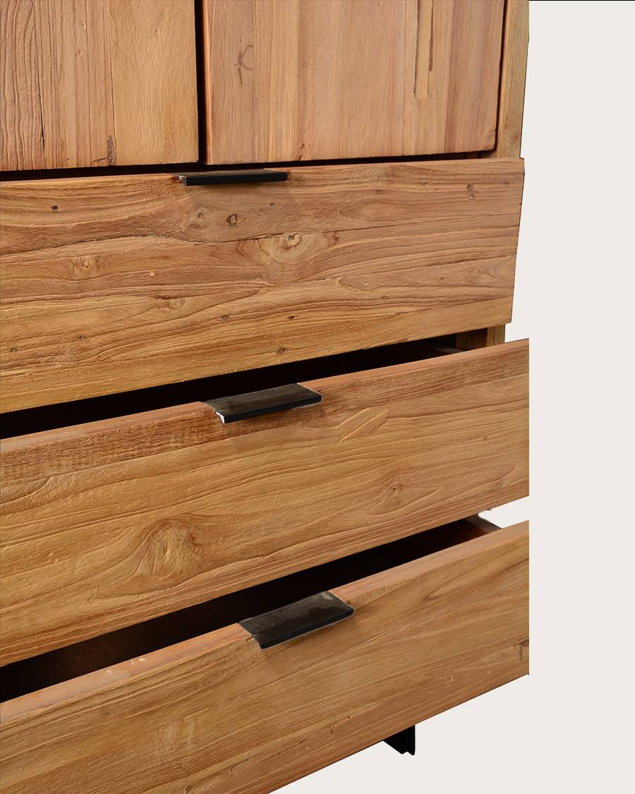 Lara- Armoire en bois massif de teck recyclé - UNIQKA - Imagen 9