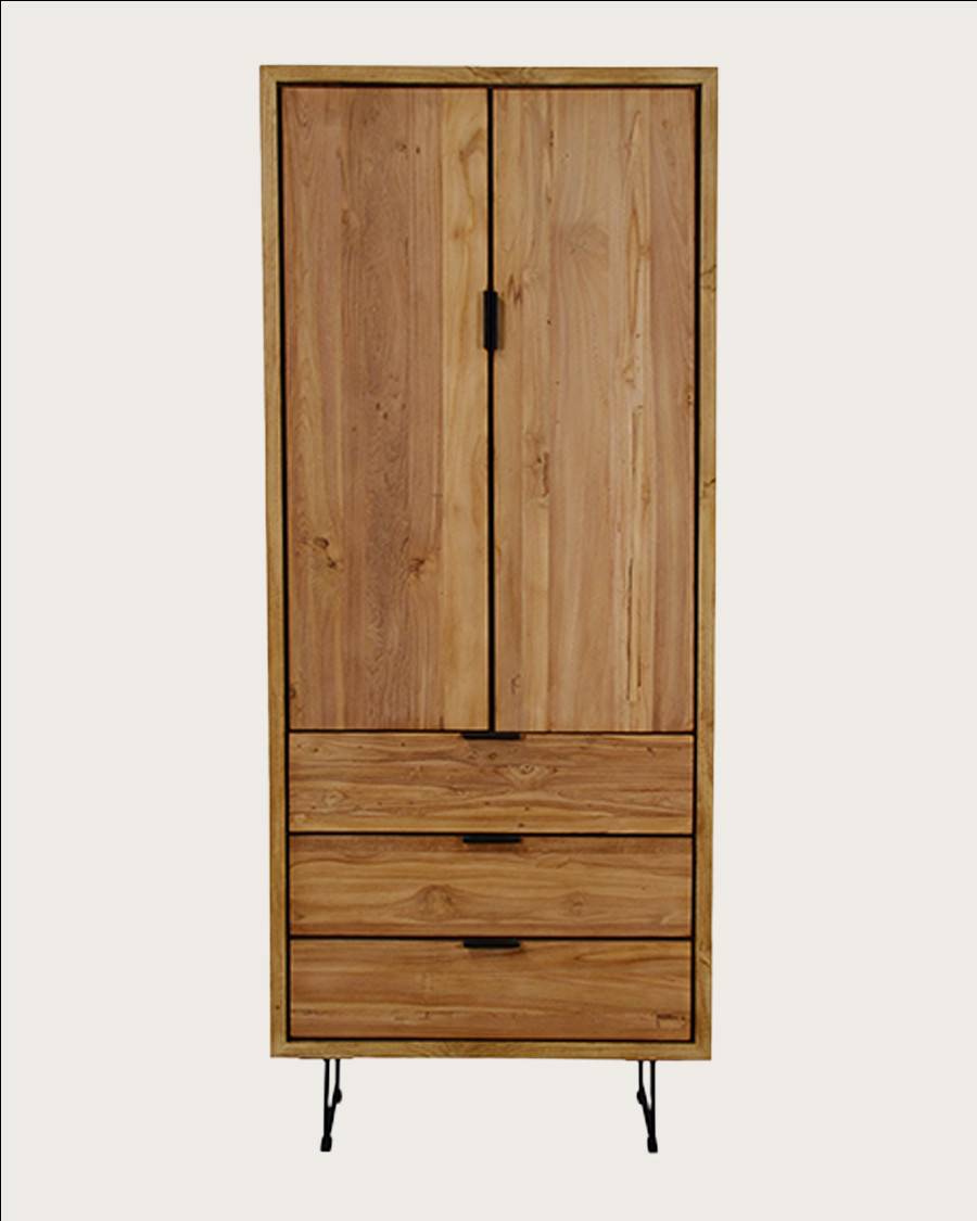 Lara- Armoire en bois massif de teck recyclé - UNIQKA - Imagen 1