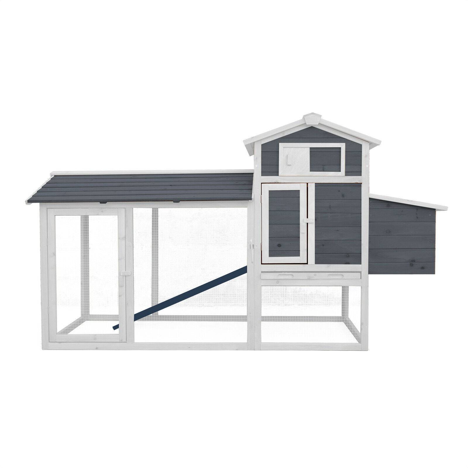 Helloshop26 - Poulailler clapier lapinière grand espace libre nichoir 204,2 cm gris - Imagen 1