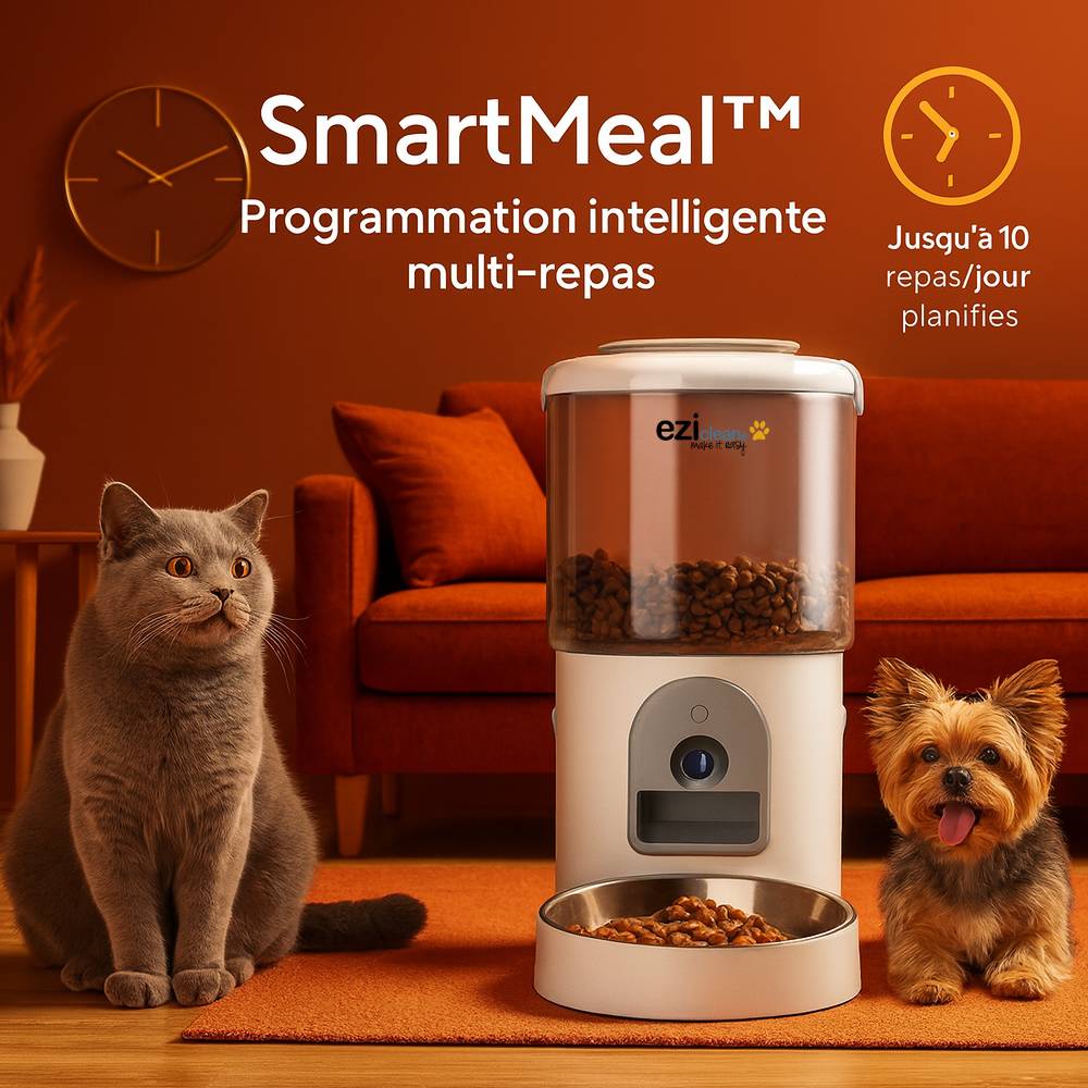Distributeur de croquettes et fontaine pour chat et petit chien Eziclean® Nutribot Cam+ Max (2L/4L) - Image 5