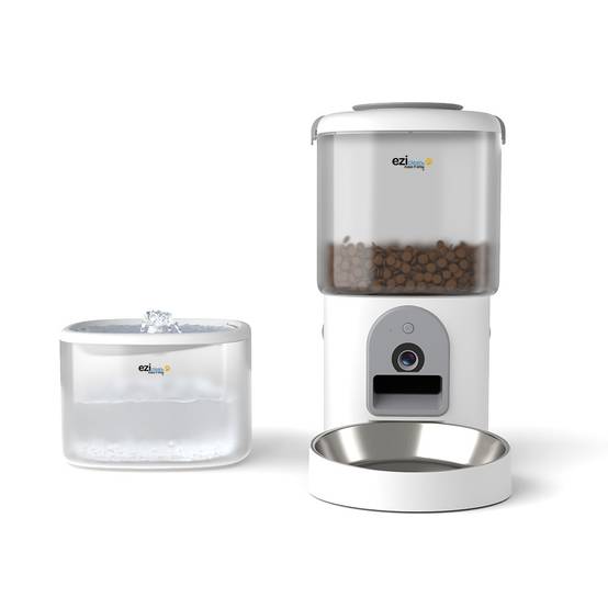 Distributeur de croquettes et fontaine pour chat et petit chien Eziclean® Nutribot Cam+ Max (2L/4L) - Image 1