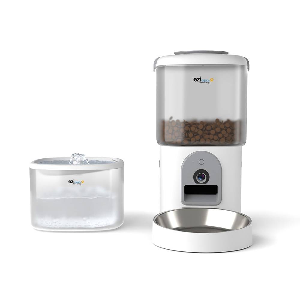 Distributeur de croquettes et fontaine pour chat et petit chien Eziclean® Nutribot Cam+ Max (2L/4L) - Image 1