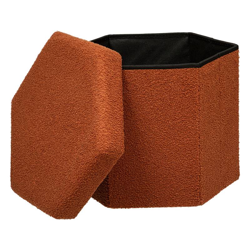 Pouf pliant hexa bouclette Jaiko ambre Atmosphera - Imagen 2