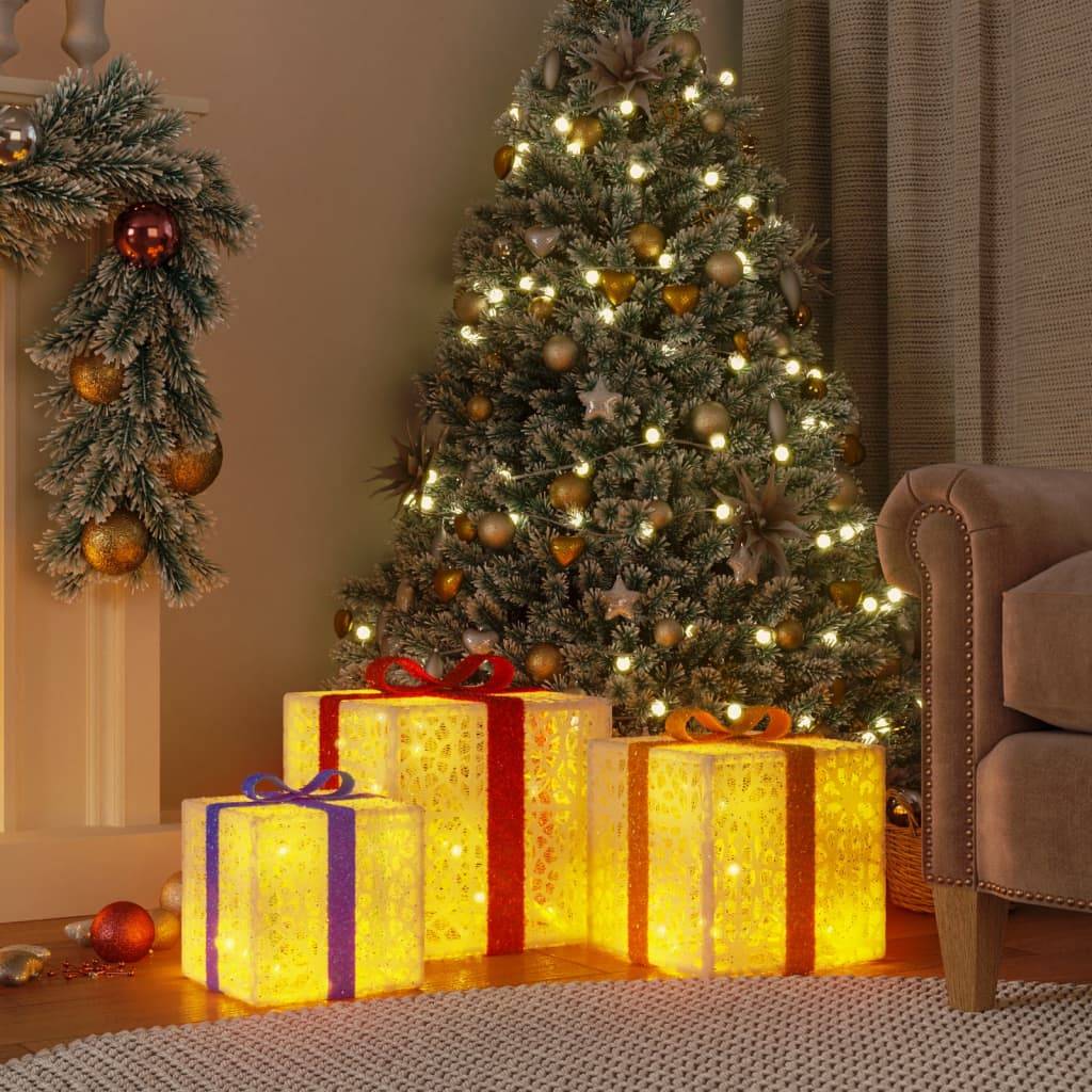 Boîtes de Noël - Décoration Pour Noël lumineuses 3 pcs 64 LED blanc chaud-JU11972 - Image 2