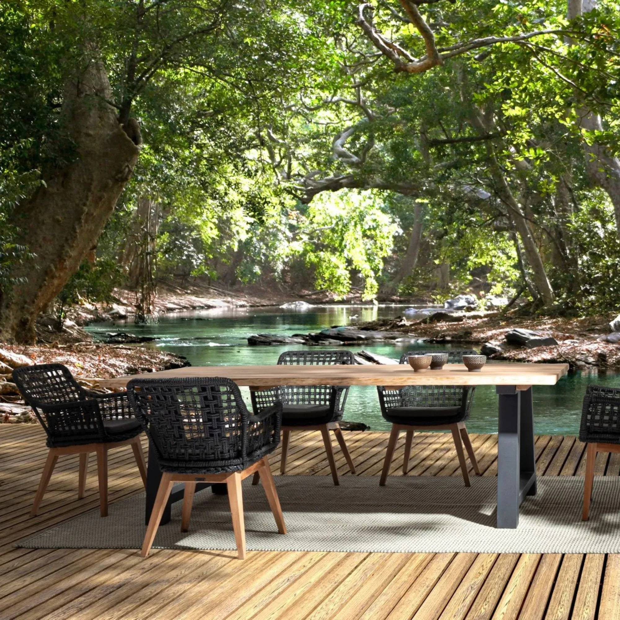 Autre - Table de jardin en teck et métal anthracite L240 10 places - MATALA - Image 2