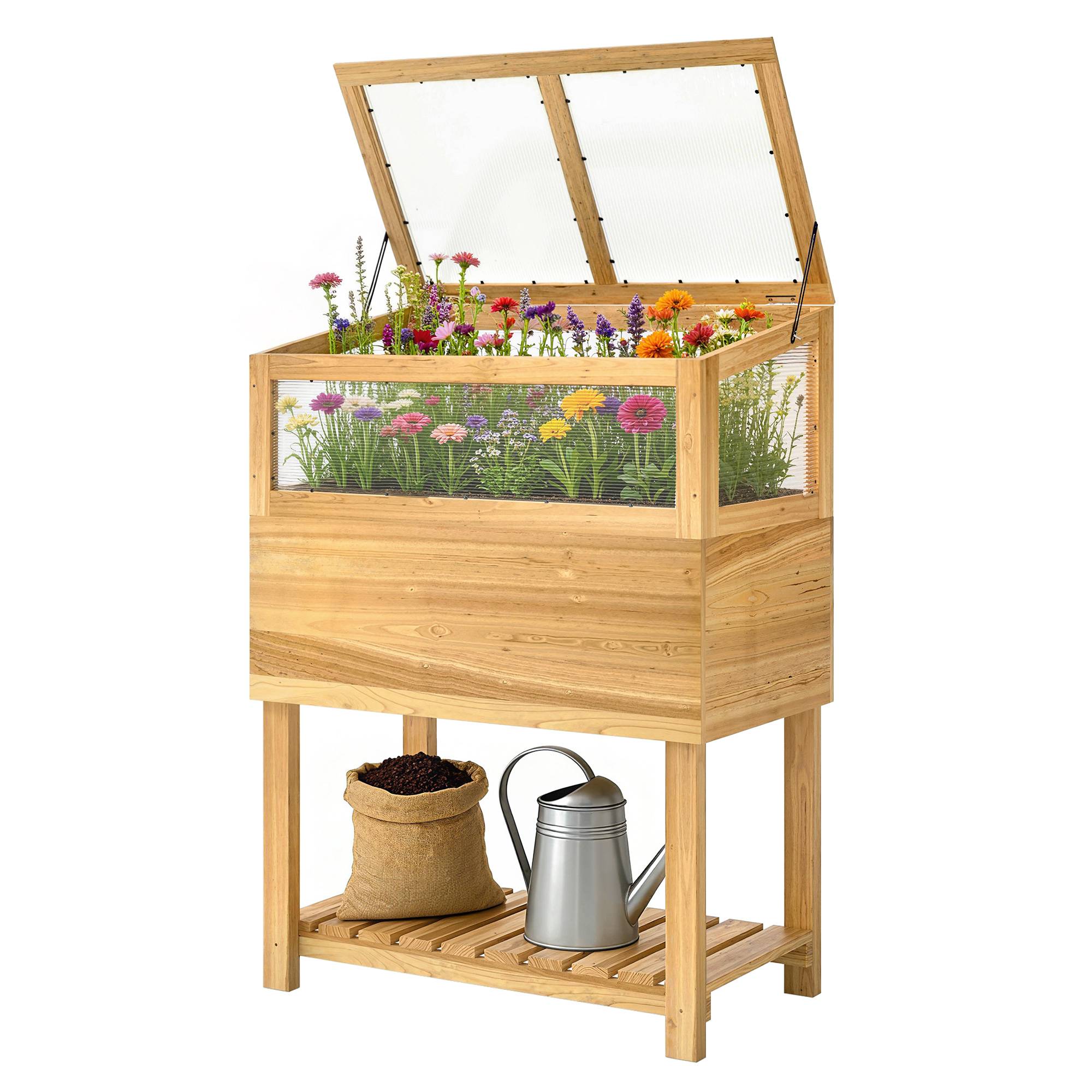 PANGIVO - Carré potager sur pied avec serre bois naturel 80 x 45 x 108.5 cm - PANGIVO - Image 2