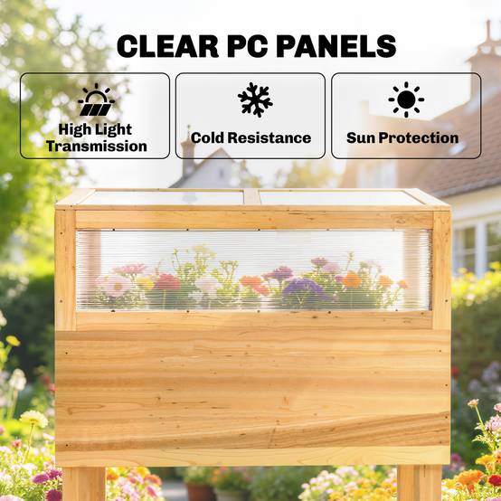 PANGIVO - Carré potager sur pied avec serre bois naturel 80 x 45 x 108.5 cm - PANGIVO - Image 7