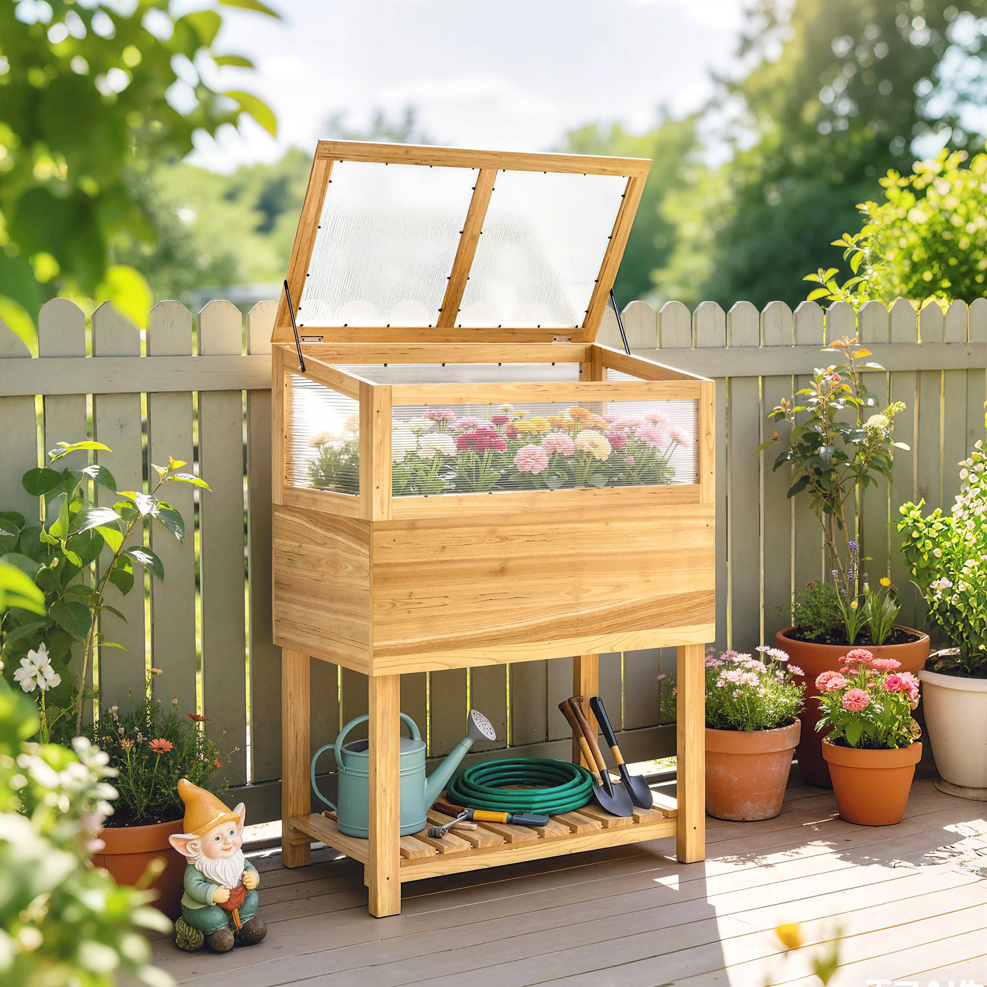 PANGIVO - Carré potager sur pied avec serre bois naturel 80 x 45 x 108.5 cm - PANGIVO - Image 3
