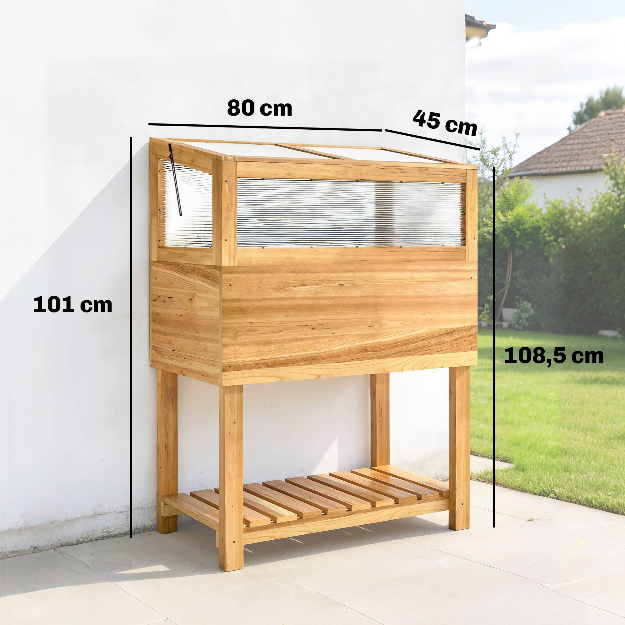 PANGIVO - Carré potager sur pied avec serre bois naturel 80 x 45 x 108.5 cm - PANGIVO - Image 5