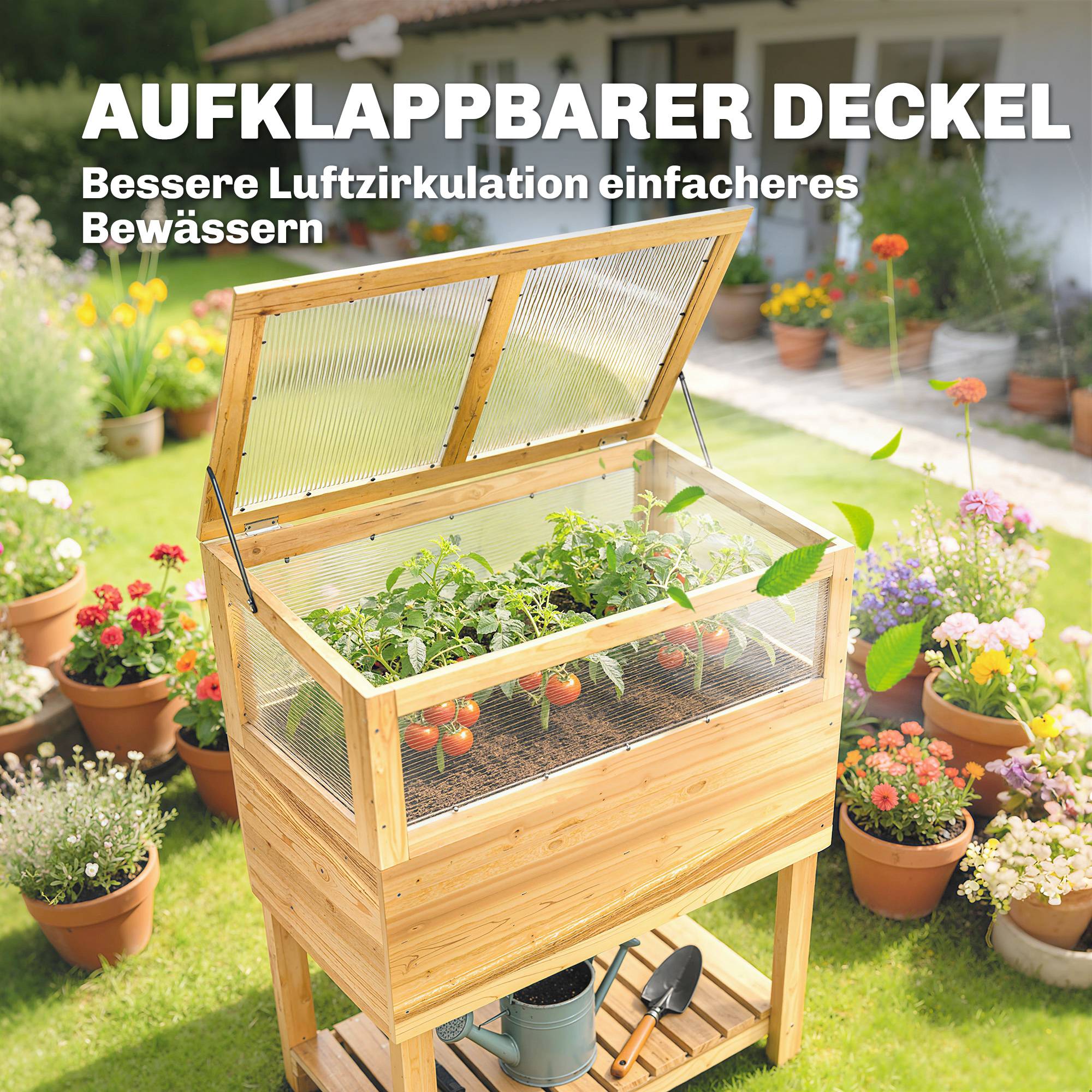 PANGIVO - Carré potager sur pied avec serre bois naturel 80 x 45 x 108.5 cm - PANGIVO - Image 8
