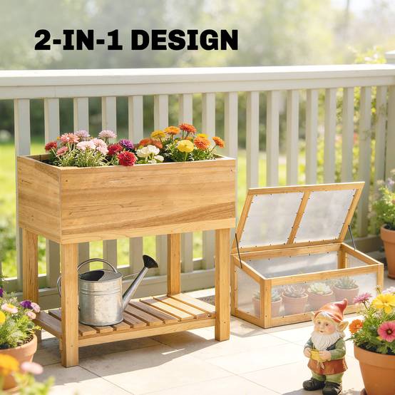 PANGIVO - Carré potager sur pied avec serre bois naturel 80 x 45 x 108.5 cm - PANGIVO - Image 6