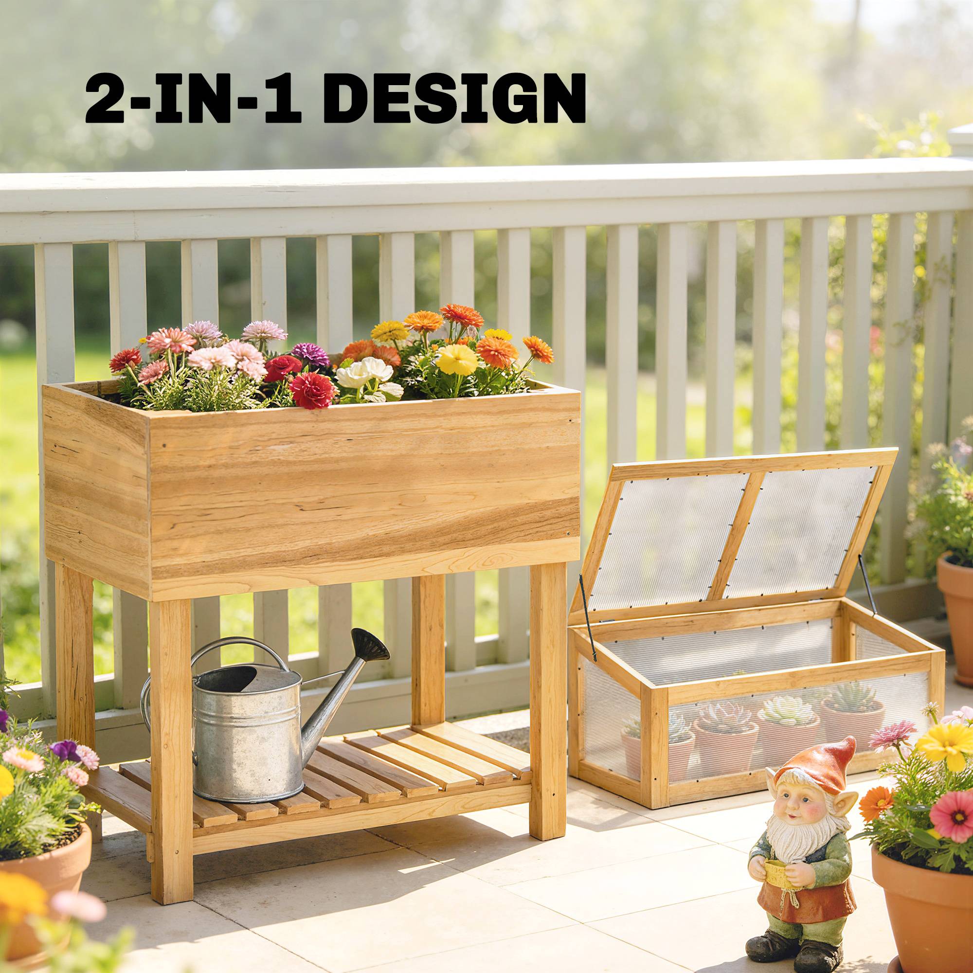 PANGIVO - Carré potager sur pied avec serre bois naturel 80 x 45 x 108.5 cm - PANGIVO - Image 6
