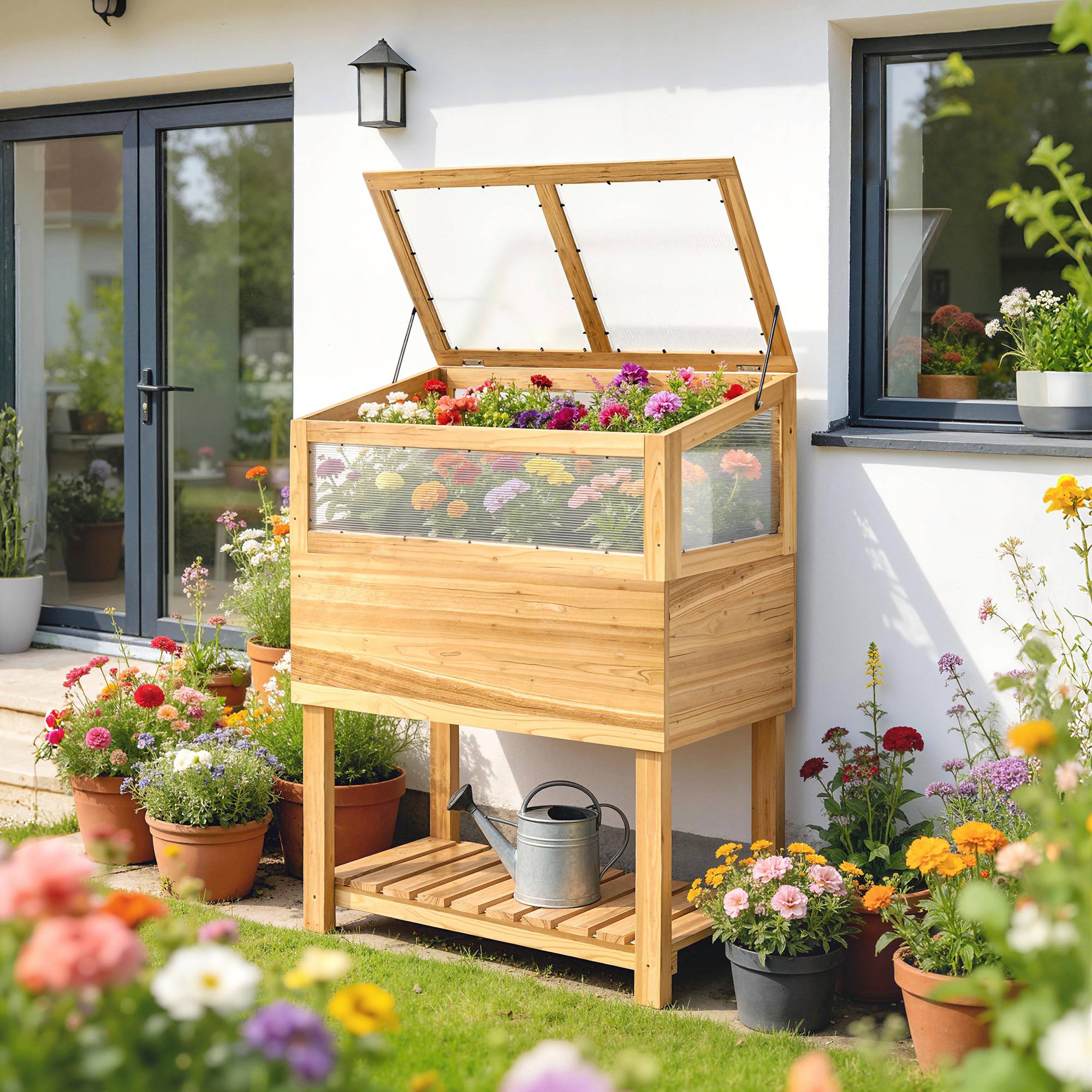 PANGIVO - Carré potager sur pied avec serre bois naturel 80 x 45 x 108.5 cm - PANGIVO - Image 4